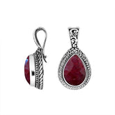 AP-8028-RB Sterling Silver Pear Shape Pendant With Ruby & Enhancer Pendant Bail Jewelry Bali Designs Inc